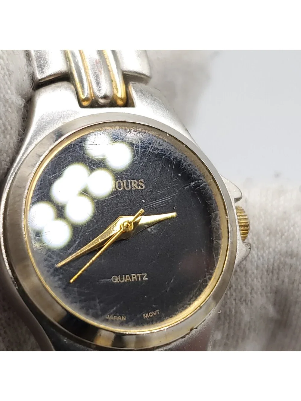 Rumours Quartz Watch Women 22mm Black Dial Two-Tone Round New Battery